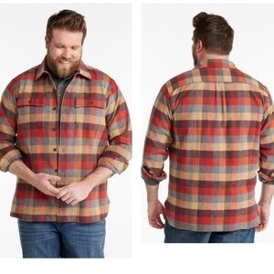 LL Bean Men's Plaid Chamois Shirt Chore Coat Jacket Shacket XL